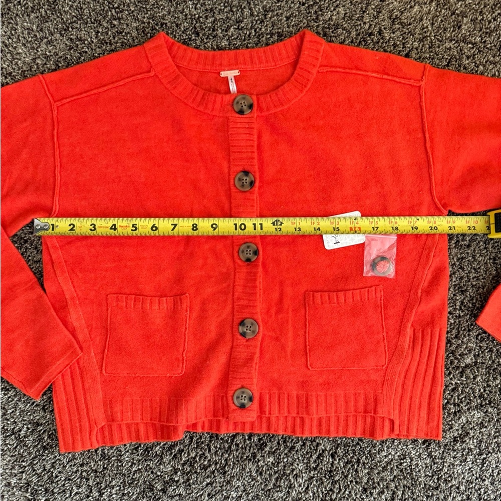 Free People Luna Cardigan Sweater, Red Alert, Small, NWT - Picture 10 of 14
